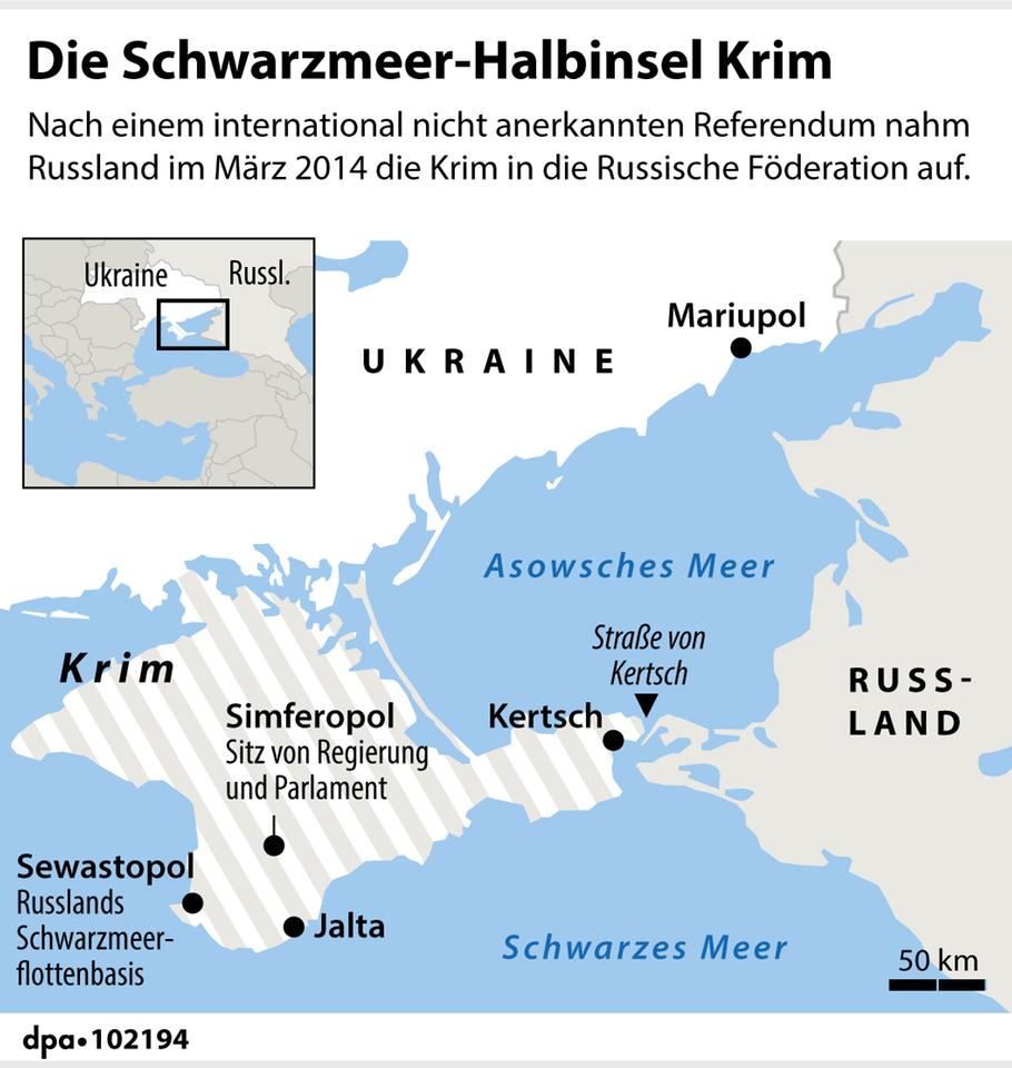 Eine Karte zeigt die Lage der Krim.