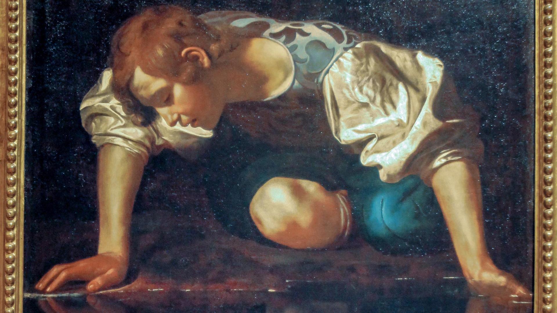 Italienreise: Das Gemälde "Narziss" (Narcissus, Narciso, 1598/99) des Künstlers Michelangelo Merisi da Caravaggio, aufgenommen am 15.07.2015 im Museum Galleria Nazionale d'Arte Antica in Rom (Latium) Italien. Foto: Fredrik von Erichsen Italienreise: Das Gemälde "Narziss" (Narcissus, Narciso, 1598/99) des Künstlers Michelangelo Merisi da Caravaggio, aufgenommen am 15.07.2015 im Museum Galleria Nazionale d'Arte Antica in Rom (Latium) Italien. Foto: Fredrik von Erichsen