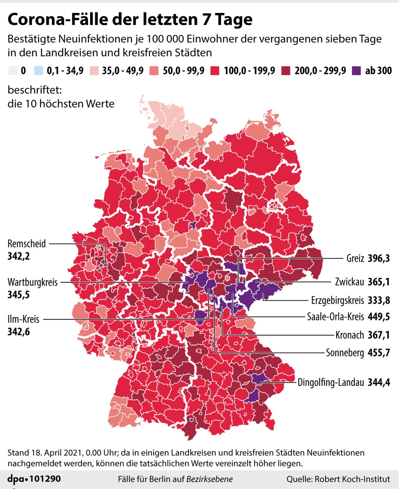 Grafik-Karte Nr. 101290, Hochformat 110 x 135 mm, Corona-Fälle der letzten 7 Tage (nur in Farbe, Taktung: täglich außer samstags) Grafik-Karte Nr. 101290, Hochformat 110 x 135 mm, Corona-Fälle der letzten 7 Tage (nur in Farbe, Taktung: täglich außer samstags)