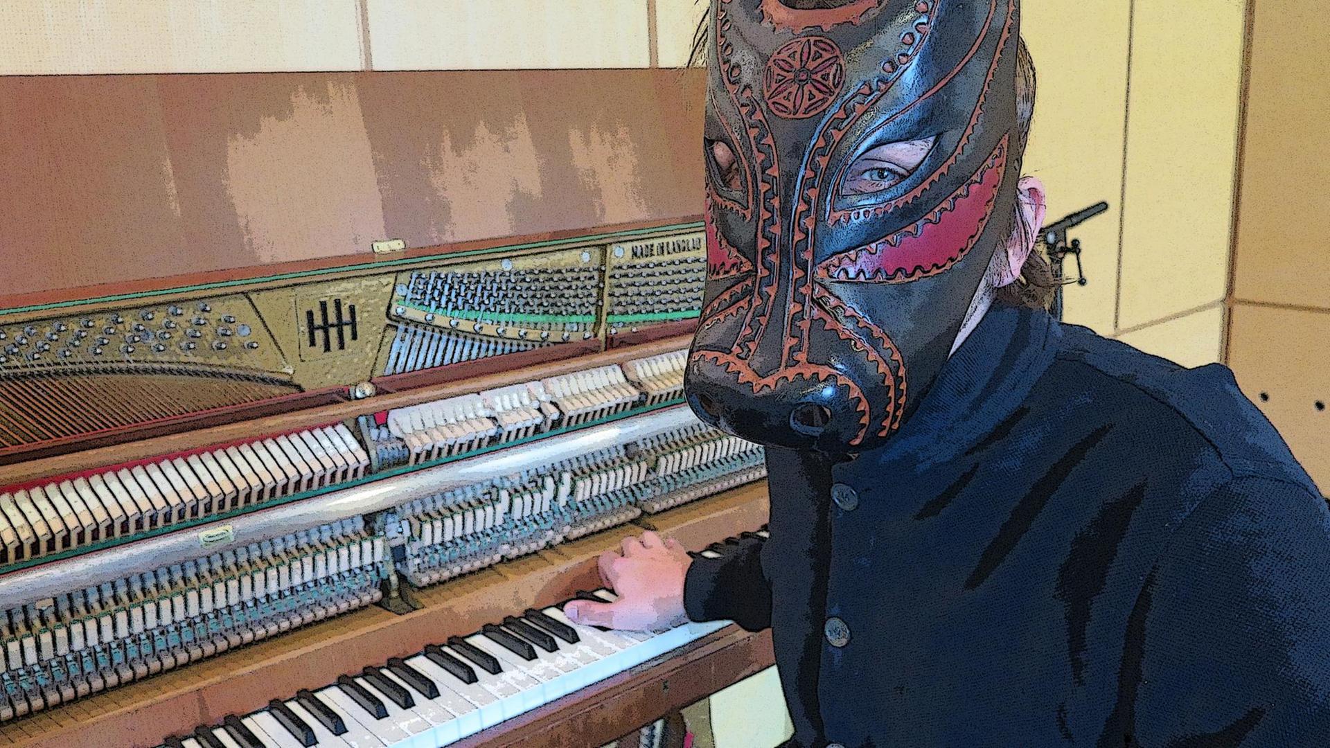 Kunstfigur "Lambert", der Pianist hinter der Maske