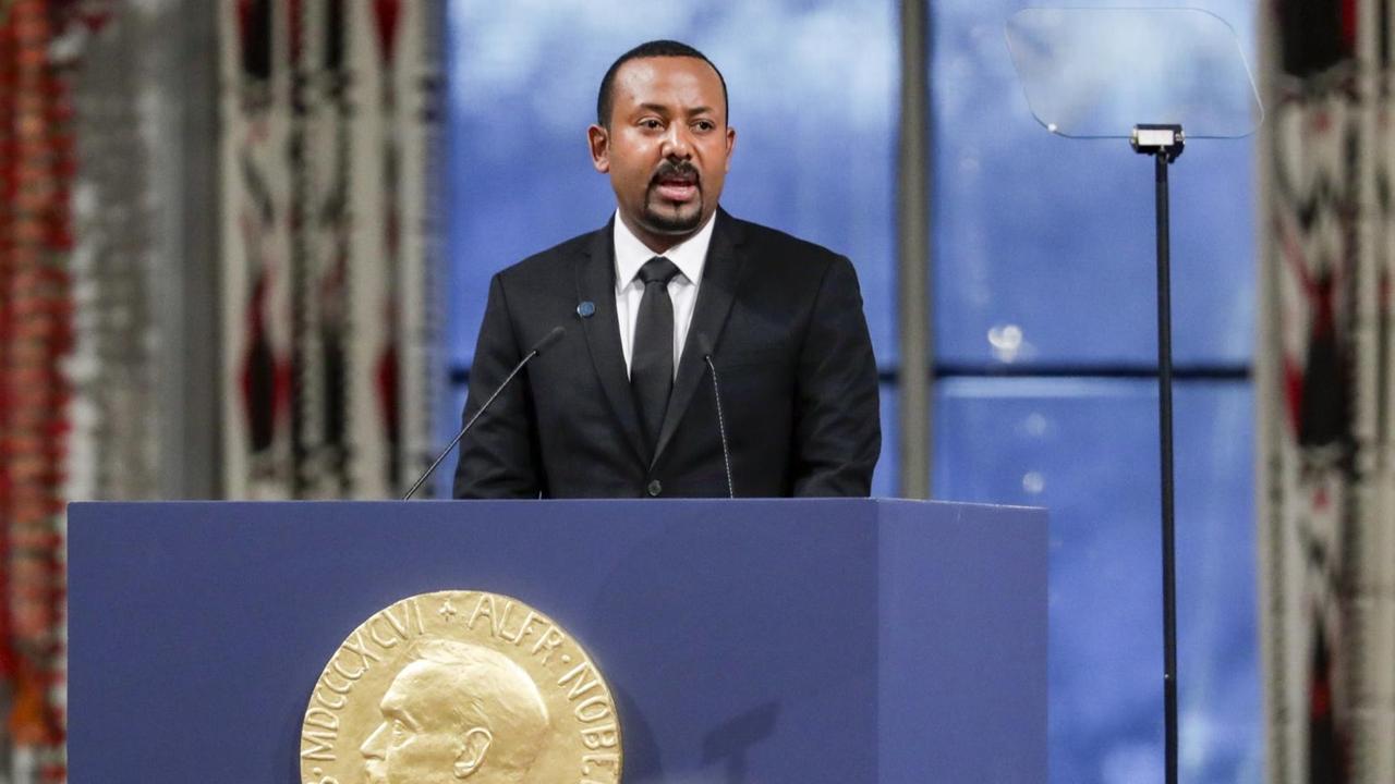 Abiy Ahmed bei seiner Preisträger-Rede im Osloer Rathaus Abiy Ahmed bei seiner Preisträger-Rede im Osloer Rathaus