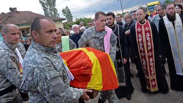 Beerdigung eines Mitglieds der Spezialeinheiten der mazedonischen Polizei.