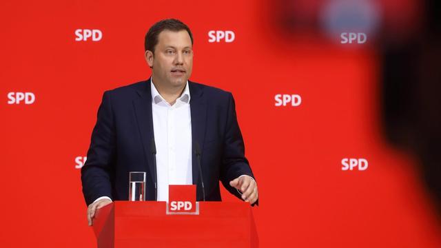 SPD-Generalsekretär Lars Klingbeil bei einer Pressekonferenz im Willy-Brandt-Haus.