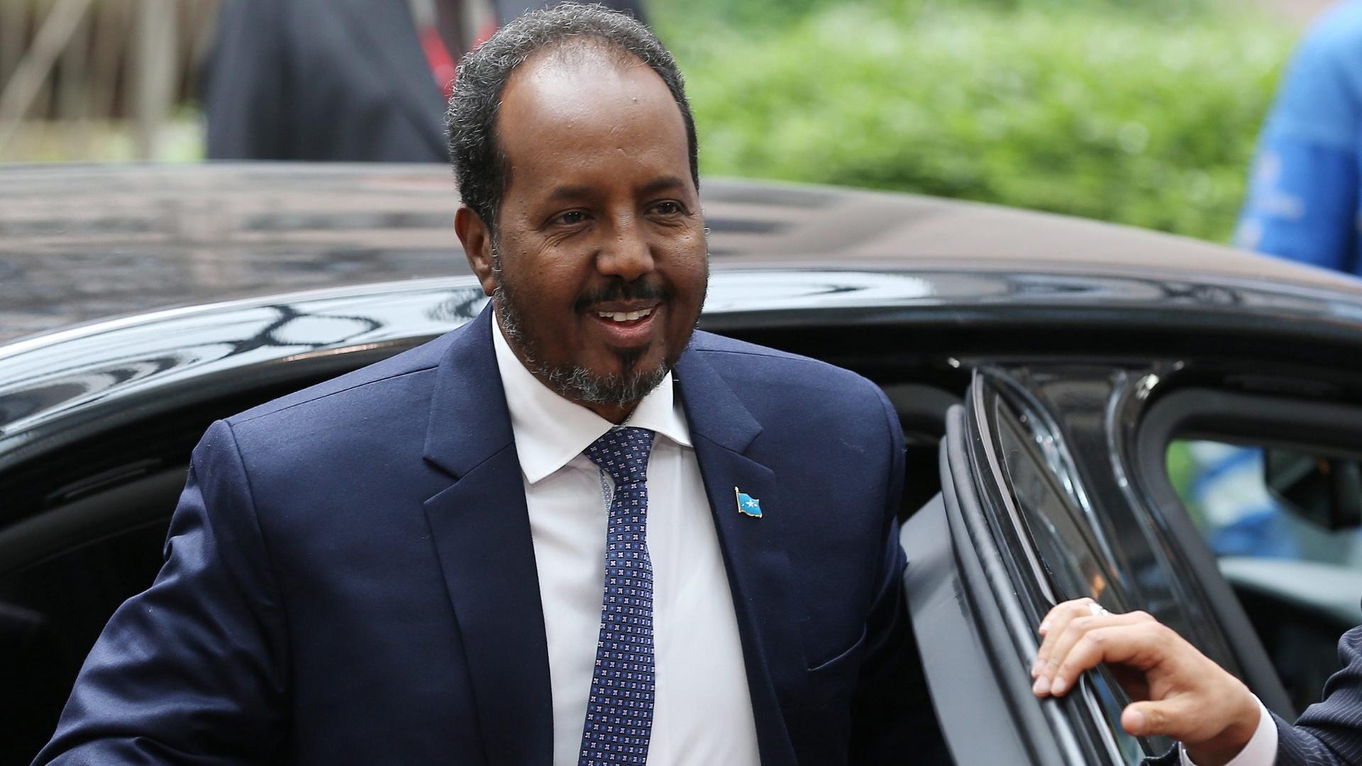 Präsident von Somalia Hassan Sheikh Mohamud im April 2014. Präsident von Somalia Hassan Sheikh Mohamud im April 2014.
