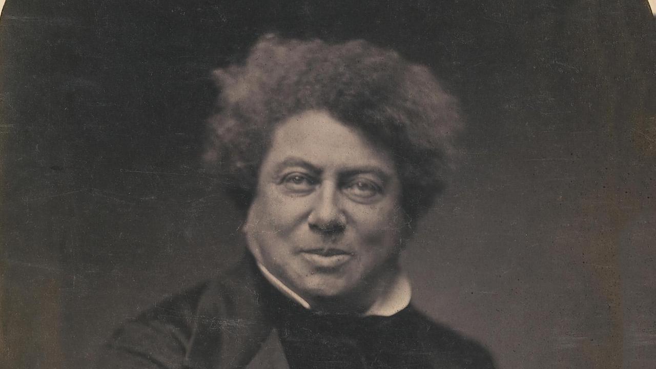 schwarzweiße Fotografie von Alexandre Dumas aus dem Jahr 1855 schwarzweiße Fotografie von Alexandre Dumas aus dem Jahr 1855