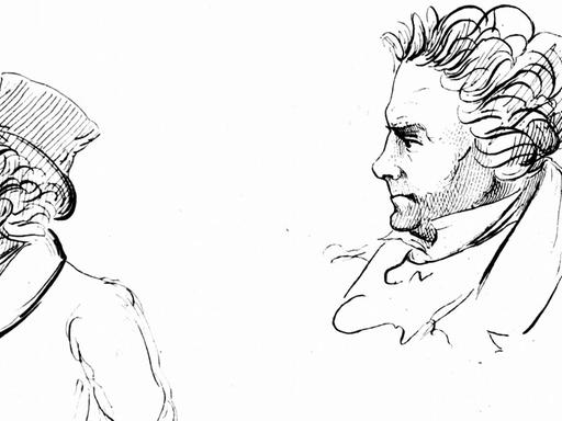 Der Komponist Ludwig van Beethoven auf einem zeitgenössischen Skizzenblatt