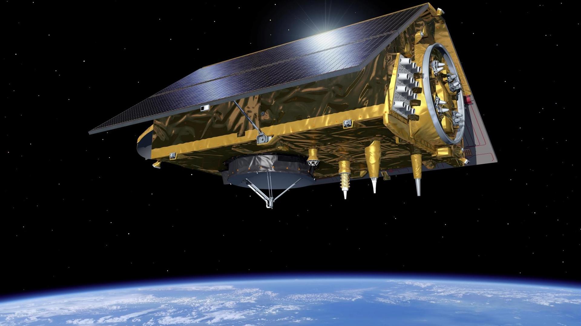 Der im November gestartete Satellit Sentinel-6 überwacht die Höhe des Meeresspiegels (Animation) Der im November gestartete Satellit Sentinel-6 überwacht die Höhe des Meeresspiegels (Animation)