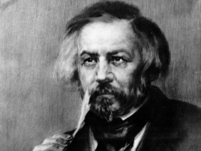 Der russische Komponist Michail Iwanowitsch Glinka in einer zeitgenössischen Darstellung. Er wurde am 1. Juni 1804 in Nowospasskoje bei Smolensk geboren und starb am 15. Februar 1857 in Berlin.