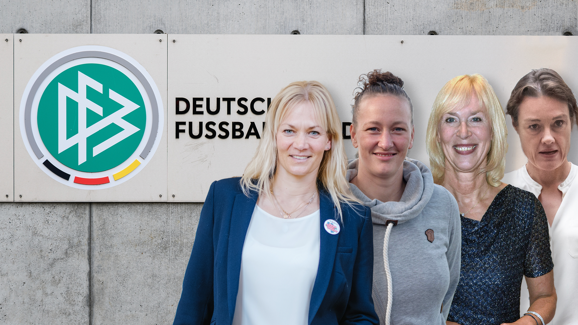Montage: DfB-Logo, Almuth Schult, Bibiana Steinhaus, Katja Kraus, Gabi Papenburg