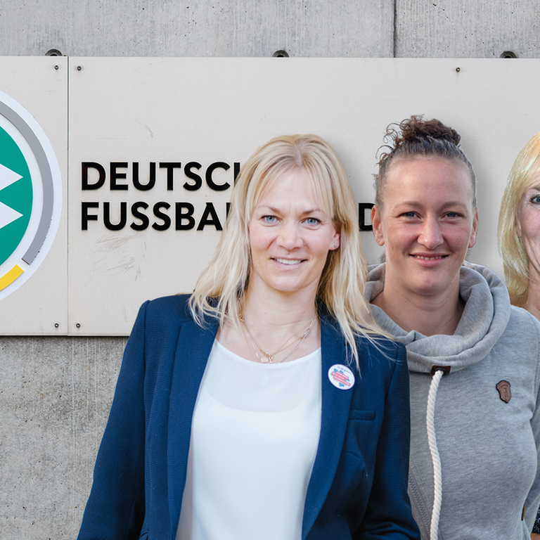 Montage: DfB-Logo, Almuth Schult, Bibiana Steinhaus, Katja Kraus, Gabi Papenburg