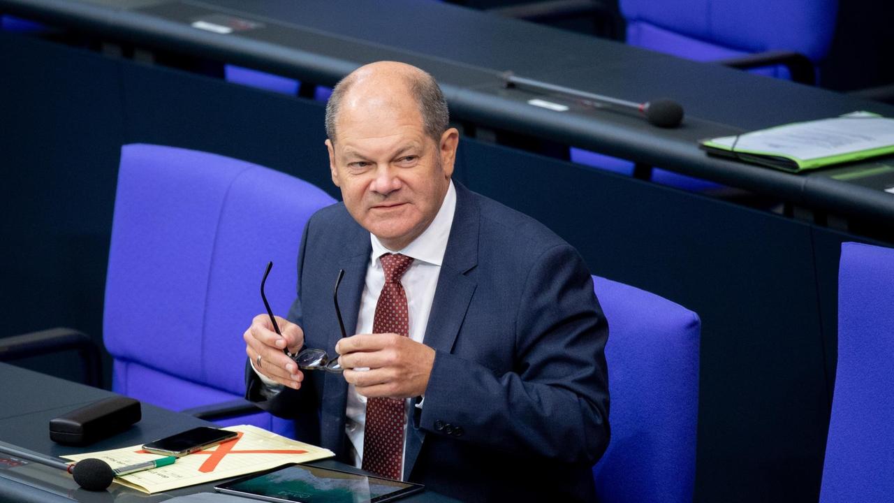Finanzminister Olaf Scholz (SPD) zu Beginn der Haushaltsdebatte im Bundestag