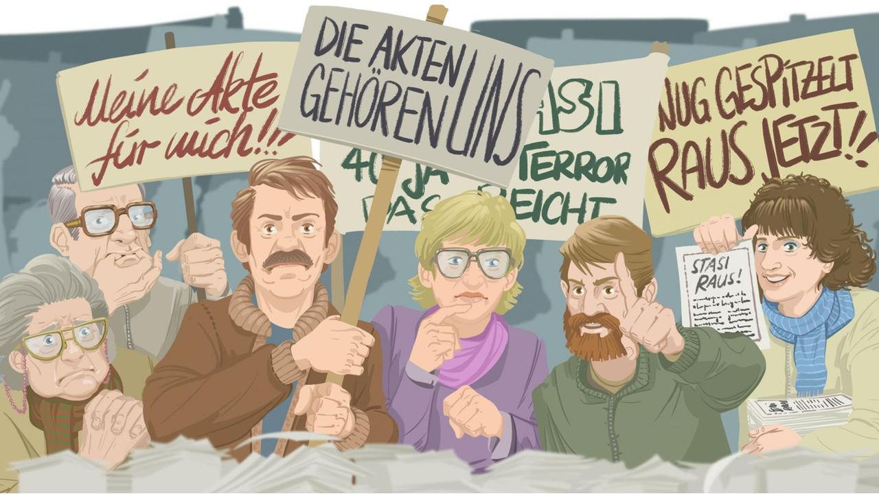 Illustration des neuen Kartenspiels »Stasi raus, es ist aus!« Illustration des neuen Kartenspiels »Stasi raus, es ist aus!«