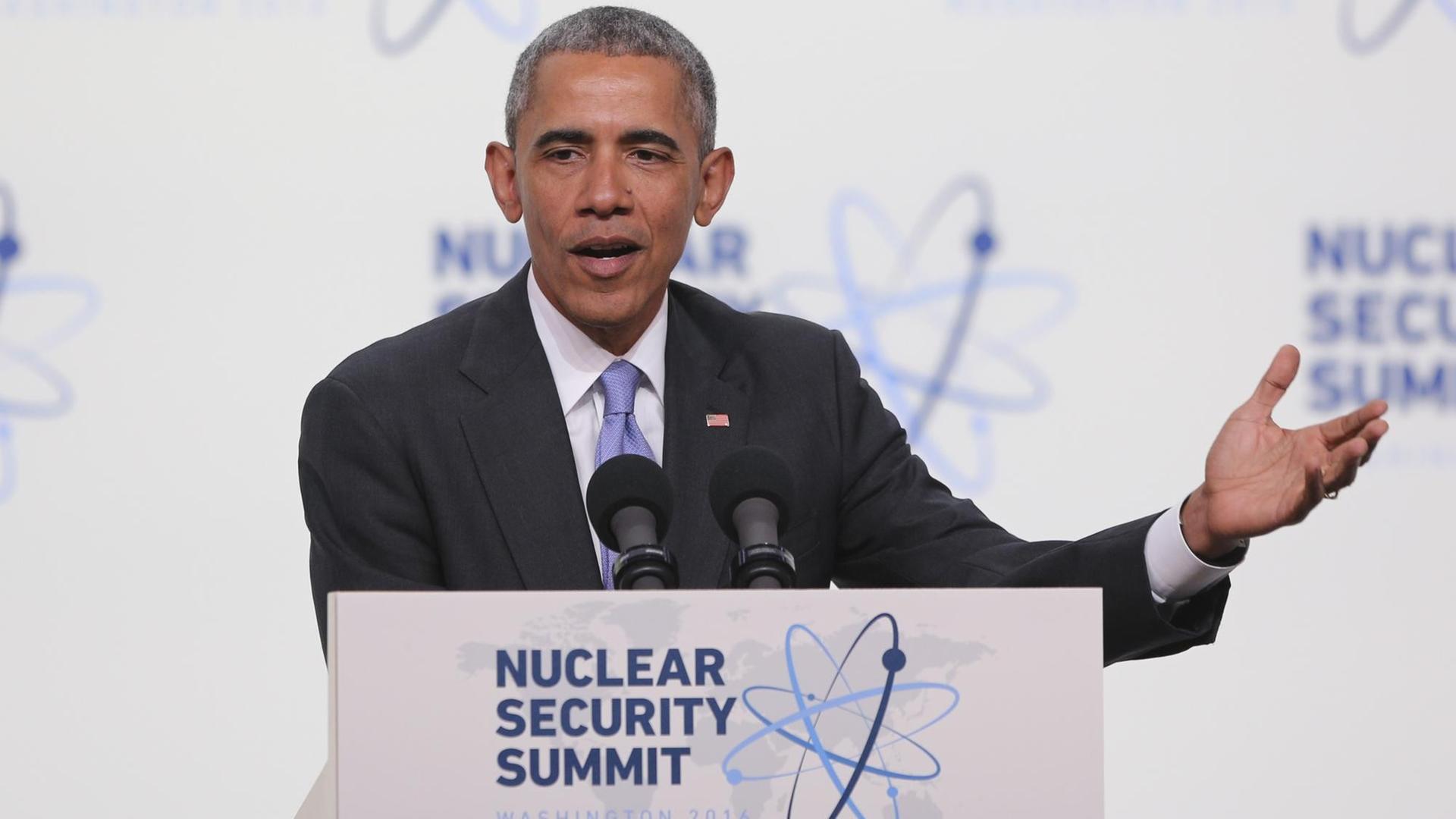 US-Präsident Barack Obama spricht während des Nukleargipfels in Washington. US-Präsident Barack Obama spricht während des Nukleargipfels in Washington.