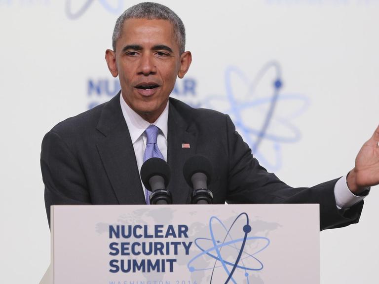 US-Präsident Barack Obama spricht während des Nukleargipfels in Washington.