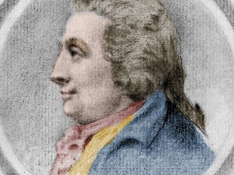 Gezeichnetes Porträt des italienischen Komponisten mit typischer Perücke in Medaillonformat aus dem Jahr 1751.