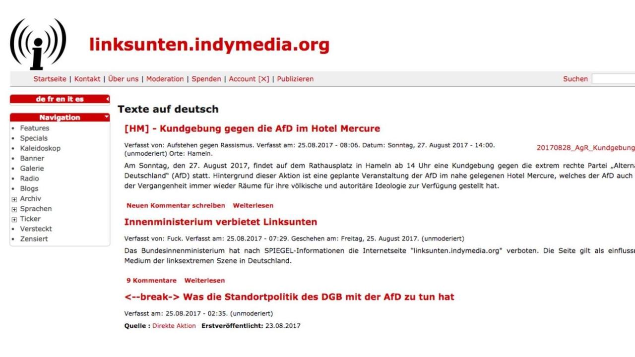 Ein Screenshot der inzwischen verbotenen Internetseite. Ein Screenshot der inzwischen verbotenen Internetseite.