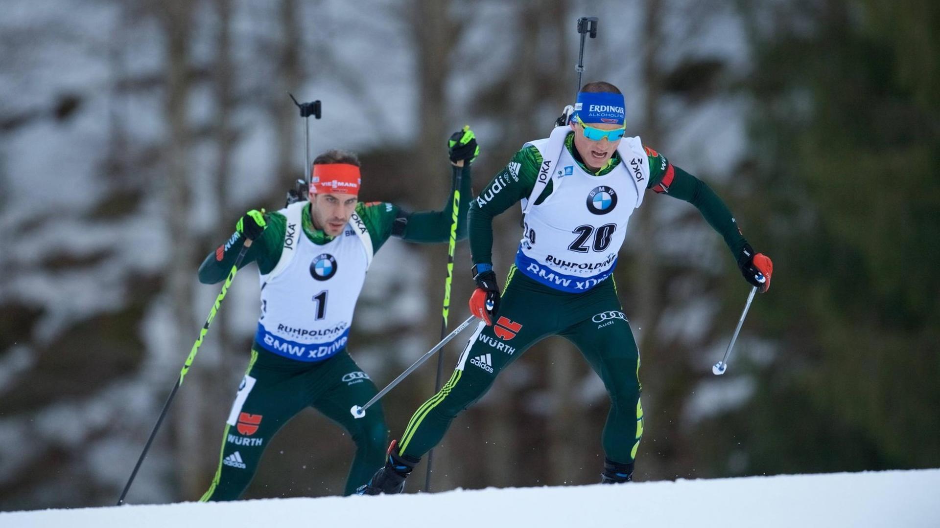 Die Biathleten Arnd Peiffer und Erik Lesser Die Biathleten Arnd Peiffer und Erik Lesser