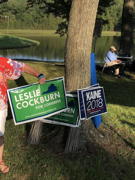 Wahlkampf für Leslie Cockburn, demokratische Kongresskandidatin im US-Bundesstaat Virginia