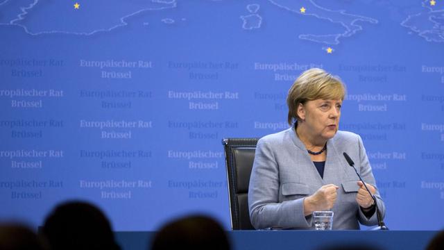 Bundeskanzlerin Merkel spricht zu Pressevertretern