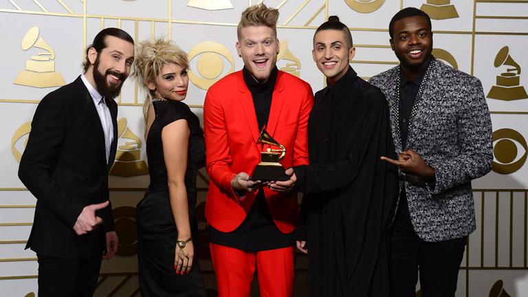 Die us-amerikanische A-Cappella-Band Pentatonix bei der Grammy Verleihung 2016 Die us-amerikanische A-Cappella-Band Pentatonix bei der Grammy Verleihung 2016
