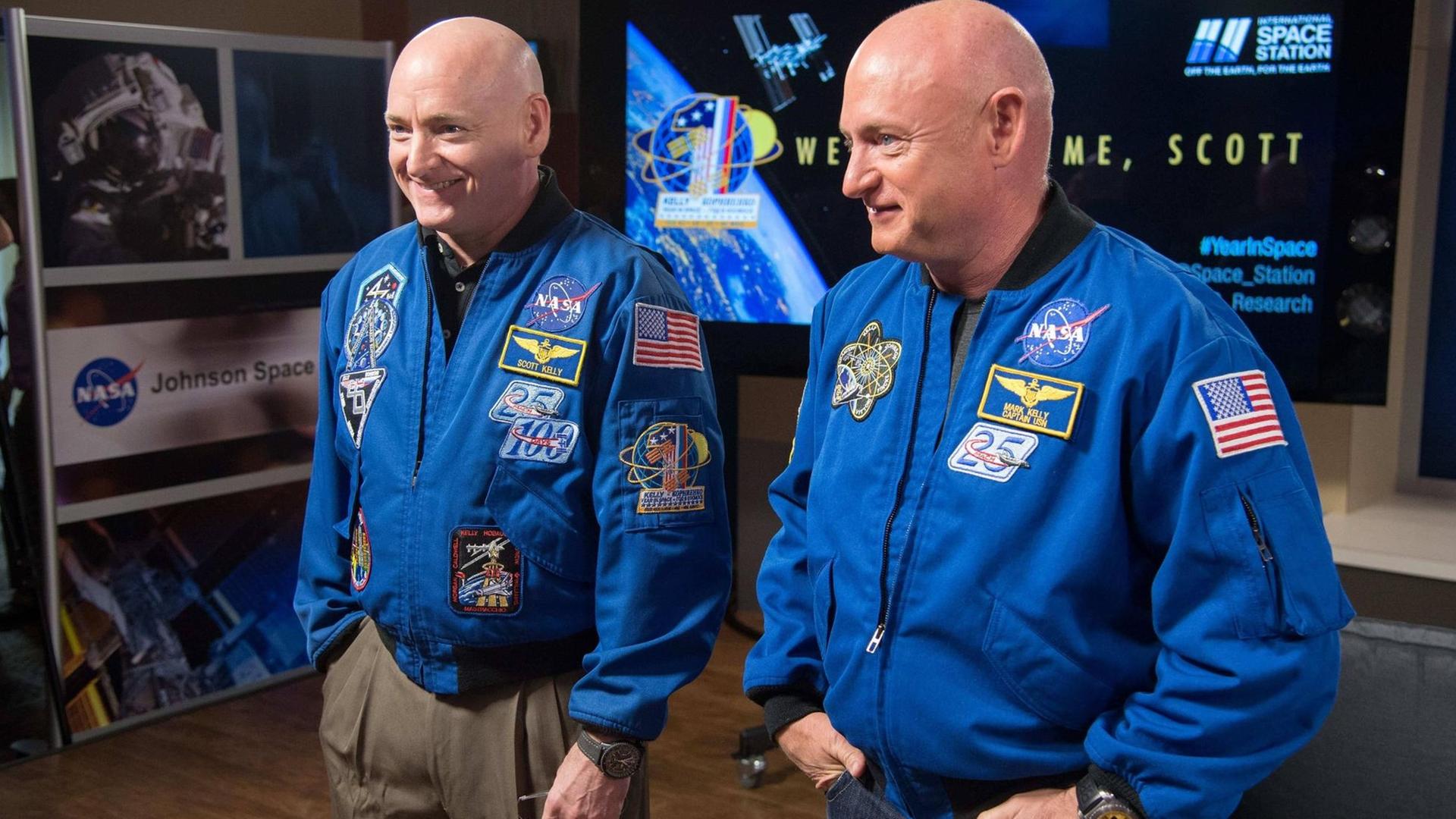 Der NASA-Astronaut Scott Kelly und sein Zwillingsbruder Mark in Houston, Texas (USA), März 2016.