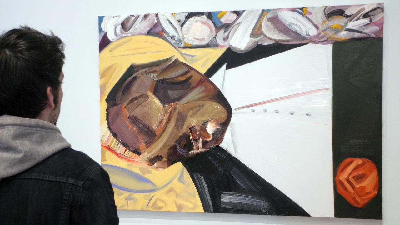 Auf dem Gemälde "Open Casket" von US-Künstlerin Dana Schutz ist die Leiche von Emmett Till zu sehen, einem afroamerikanischen Jugendlichen, der 1955 im Alter von 14 Jahren in Mississippi von zwei Weißen ermordet wurde. Auf dem Gemälde "Open Casket" von US-Künstlerin Dana Schutz ist die Leiche von Emmett Till zu sehen, einem afroamerikanischen Jugendlichen, der 1955 im Alter von 14 Jahren in Mississippi von zwei Weißen ermordet wurde.