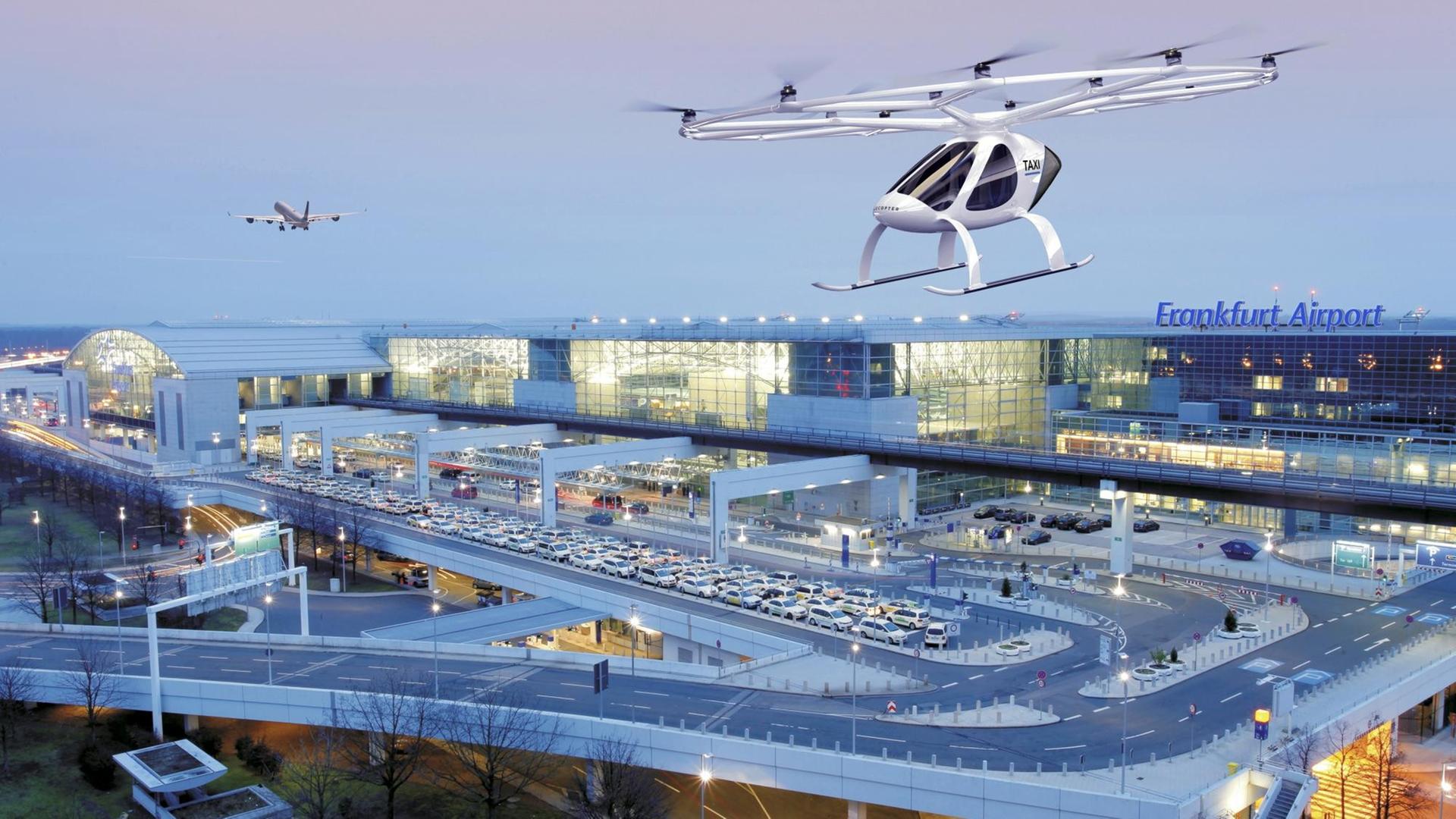 Volocopter fliegt über den Flughafen Volocopter fliegt über den Flughafen