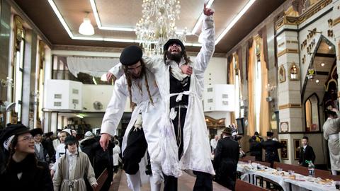 Ultraorthodoxe Juden feien das Purimfest in Jerusalem.
