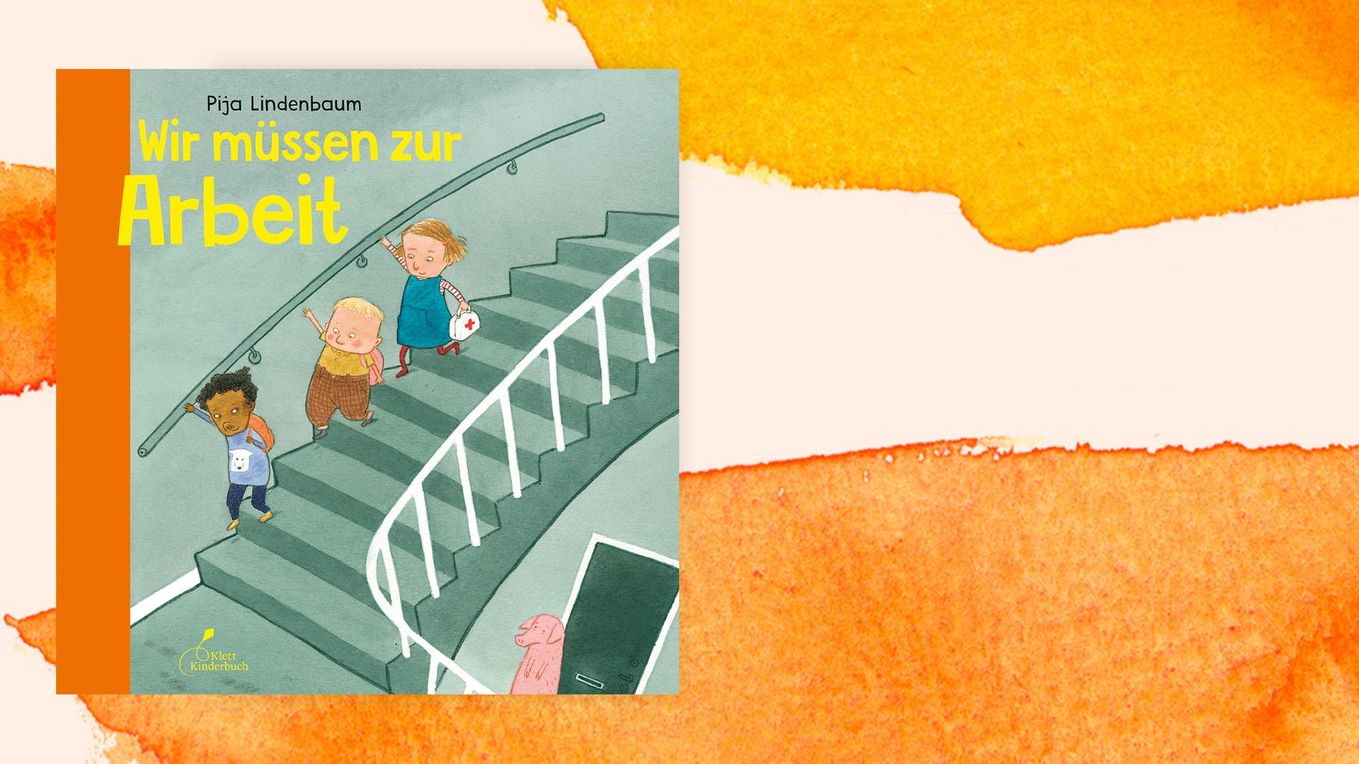 Das Cover des Kinderbuches "Wir müssen zur Arbeit", auf dem eine Illustration mit drei Kindern in Arbeitsmonturen zu sehen ist. Das Cover des Kinderbuches "Wir müssen zur Arbeit", auf dem eine Illustration mit drei Kindern in Arbeitsmonturen zu sehen ist.