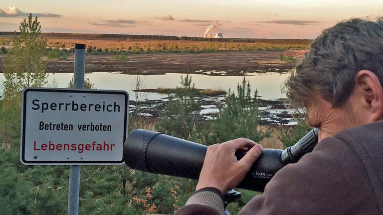 Der Naturführer Stephan Kaasche hält Ausschau nach einem Wolf. Der Naturführer Stephan Kaasche hält Ausschau nach einem Wolf.