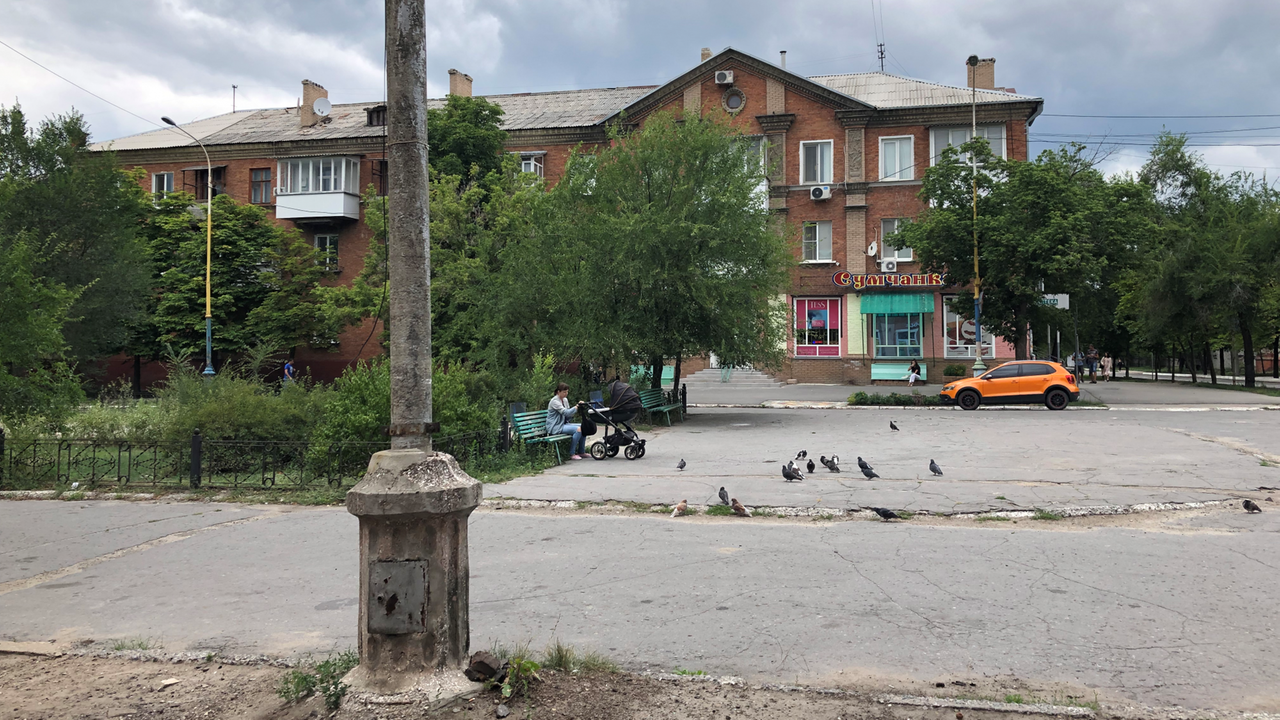 Straßenansicht aus Sewerodonezk in der Ostukraine