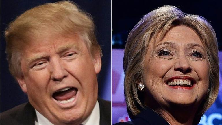Die fünf amerikanischen Kandidaten zur Präsidentschafts-Vorwahl, Trump und Clinton. Die fünf amerikanischen Kandidaten zur Präsidentschafts-Vorwahl, Trump und Clinton.
