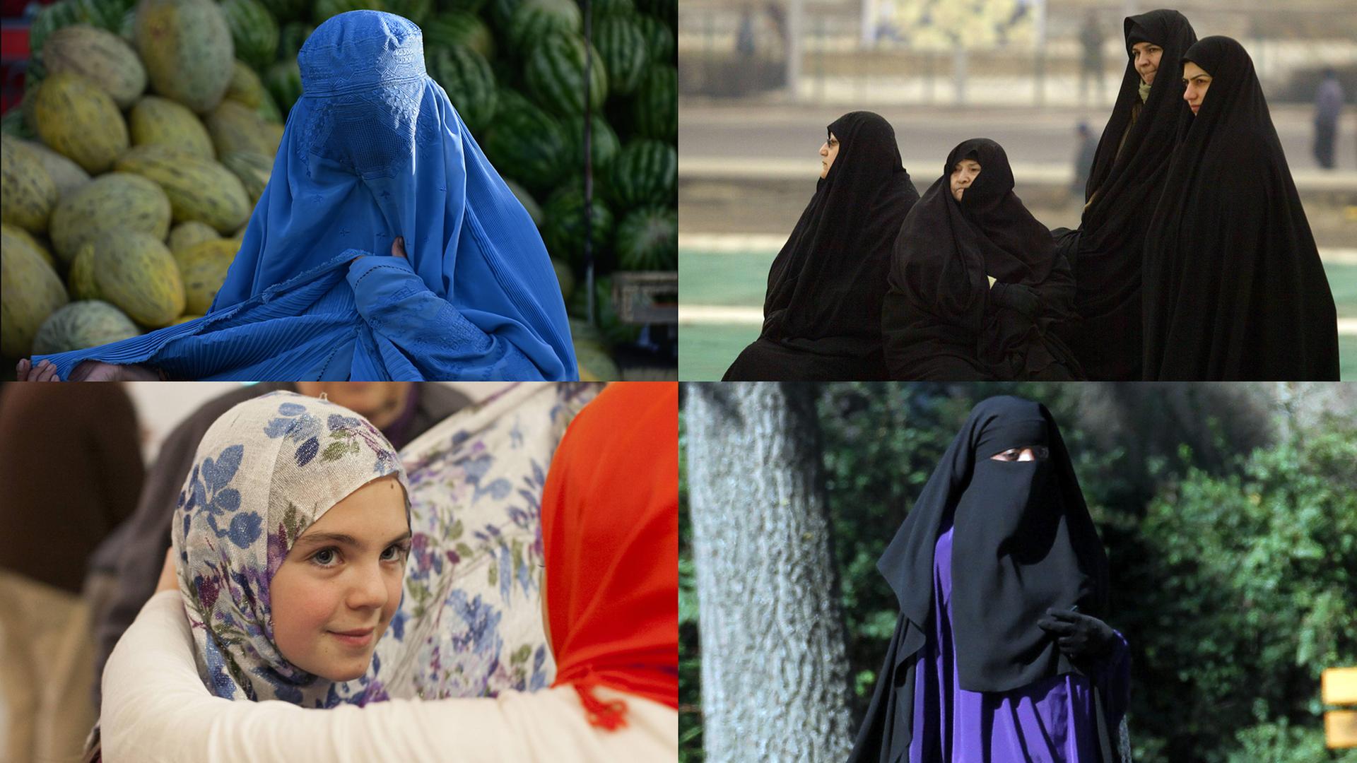 Frauen mit unterschiedlichen Verschleierungen