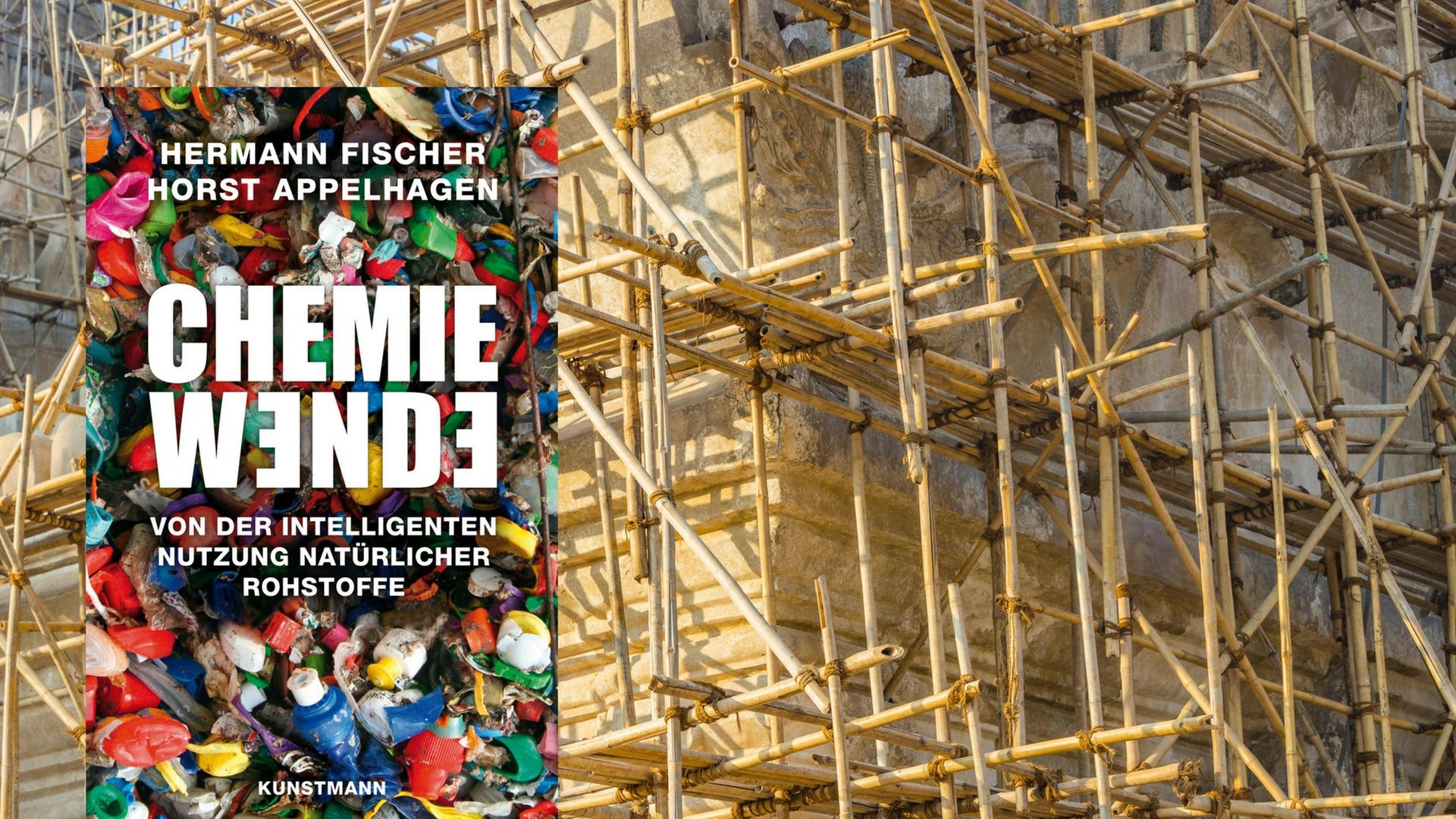 Cover des Buches "Chemiewende" von H. Fischer und H. G. Appelhagen; Hintergrund: Baugerüst aus Bambus bei Renovierungsarbeiten am Ananda-Tempel in Bagan im Norden Myanmars Cover des Buches "Chemiewende" von H. Fischer und H. G. Appelhagen; Hintergrund: Baugerüst aus Bambus bei Renovierungsarbeiten am Ananda-Tempel in Bagan im Norden Myanmars