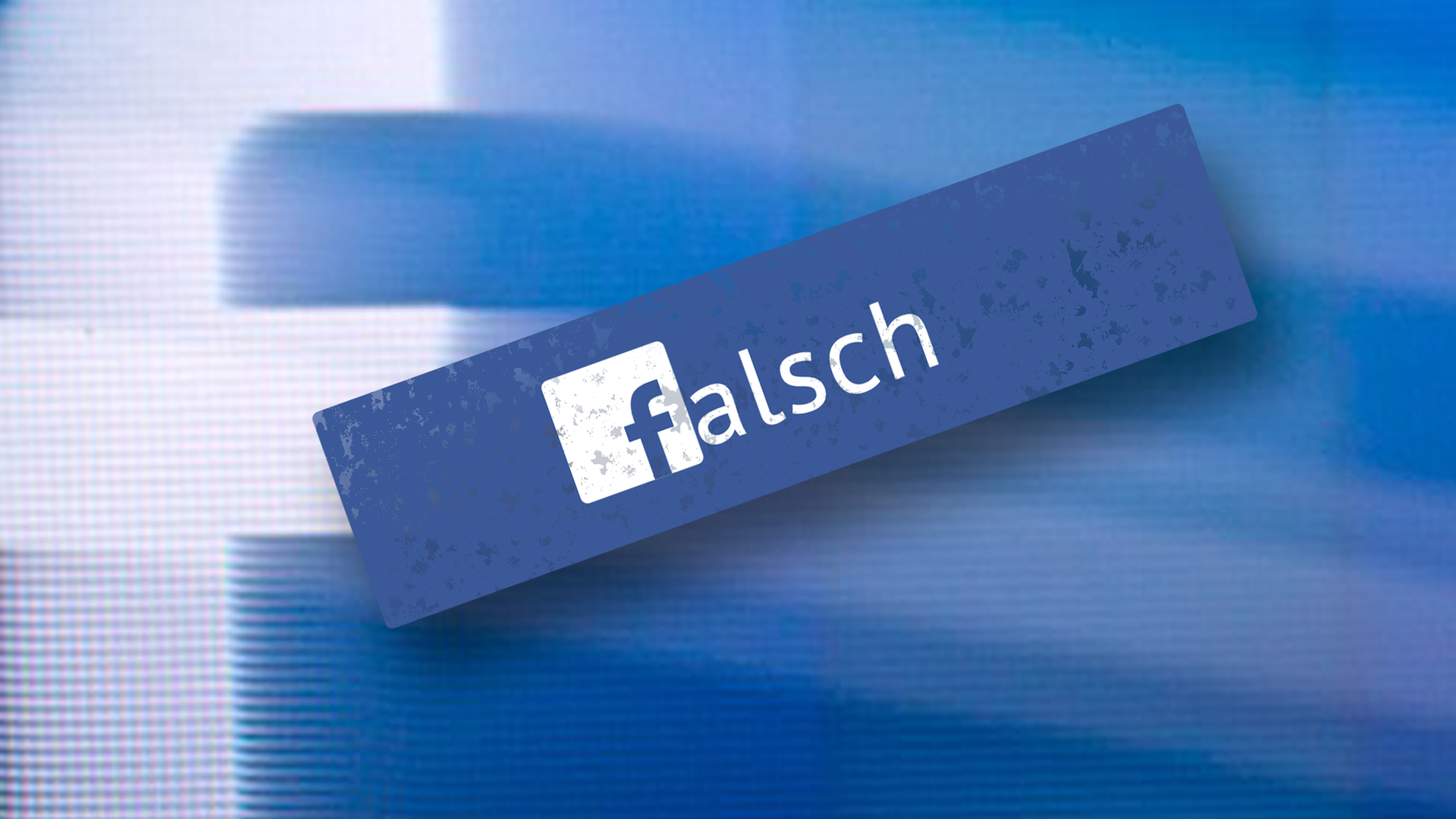 Zu sehen ist der Schriftzug "falsch" - der Buchstabe "f" ist im facebook-Design gehalten. Im Hintergrund das stark vergrößerte Logo des Unternehmens. Zu sehen ist der Schriftzug "falsch" - der Buchstabe "f" ist im facebook-Design gehalten. Im Hintergrund das stark vergrößerte Logo des Unternehmens.