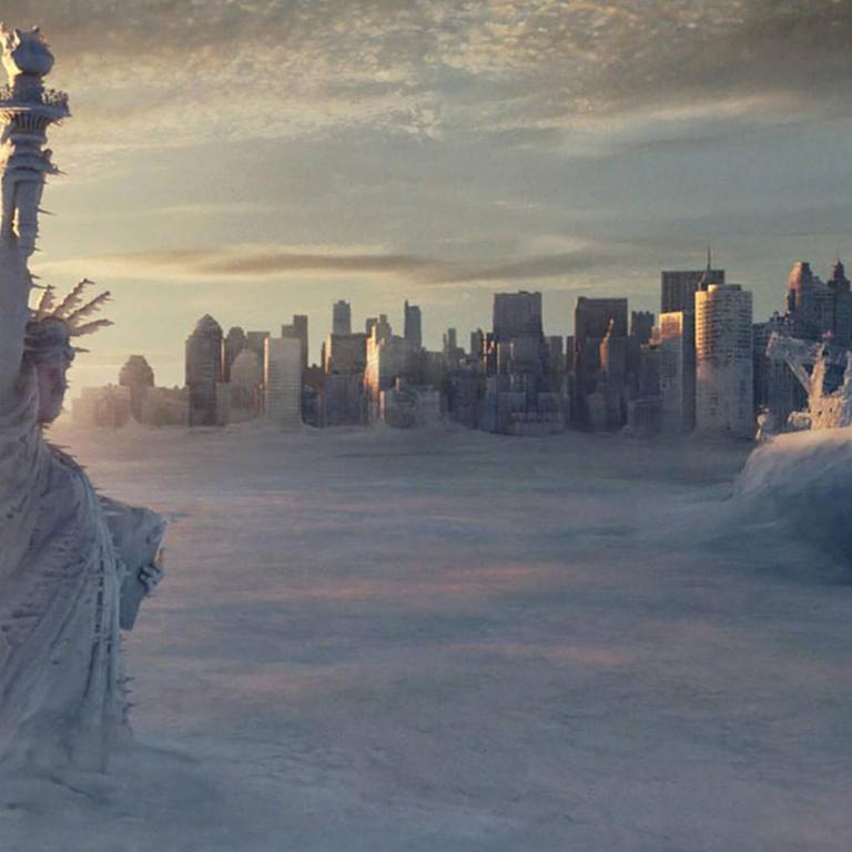 Naturgewalten bedrohen New York: Szene aus dem Science-Fiction Film "The Day After Tomorrow" von Roland Emmerich.