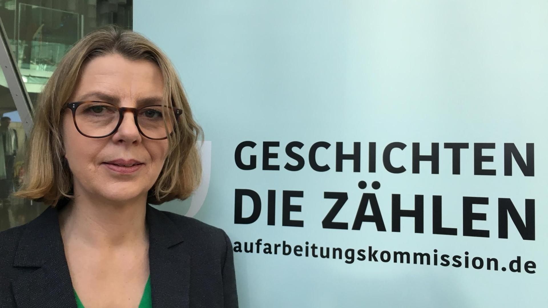 Sabine Andresen, Vorsitzende der Aufarbeitungskommission der Bundesregierung, bei der Tagung in Berlin