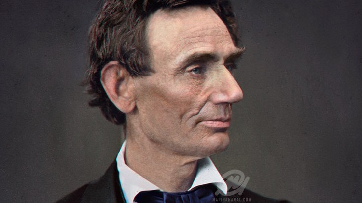 US-Präsident Abraham Lincoln (1809 bis 1865). Das Foto wurde von der Künstlerin Marina Amaral koloriert. US-Präsident Abraham Lincoln (1809 bis 1865). Das Foto wurde von der Künstlerin Marina Amaral koloriert.