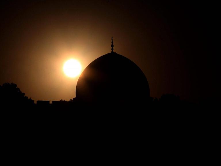 Die al-Aqsa-Moschee auf dem Tempelberg in der Jerusalemer Altstadt im Abendlicht.
