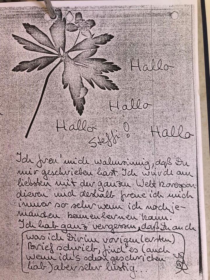 Akten als persönliches Archiv: Kopie eines Briefs der jungen Senta Höfer Akten als persönliches Archiv: Kopie eines Briefs der jungen Senta Höfer