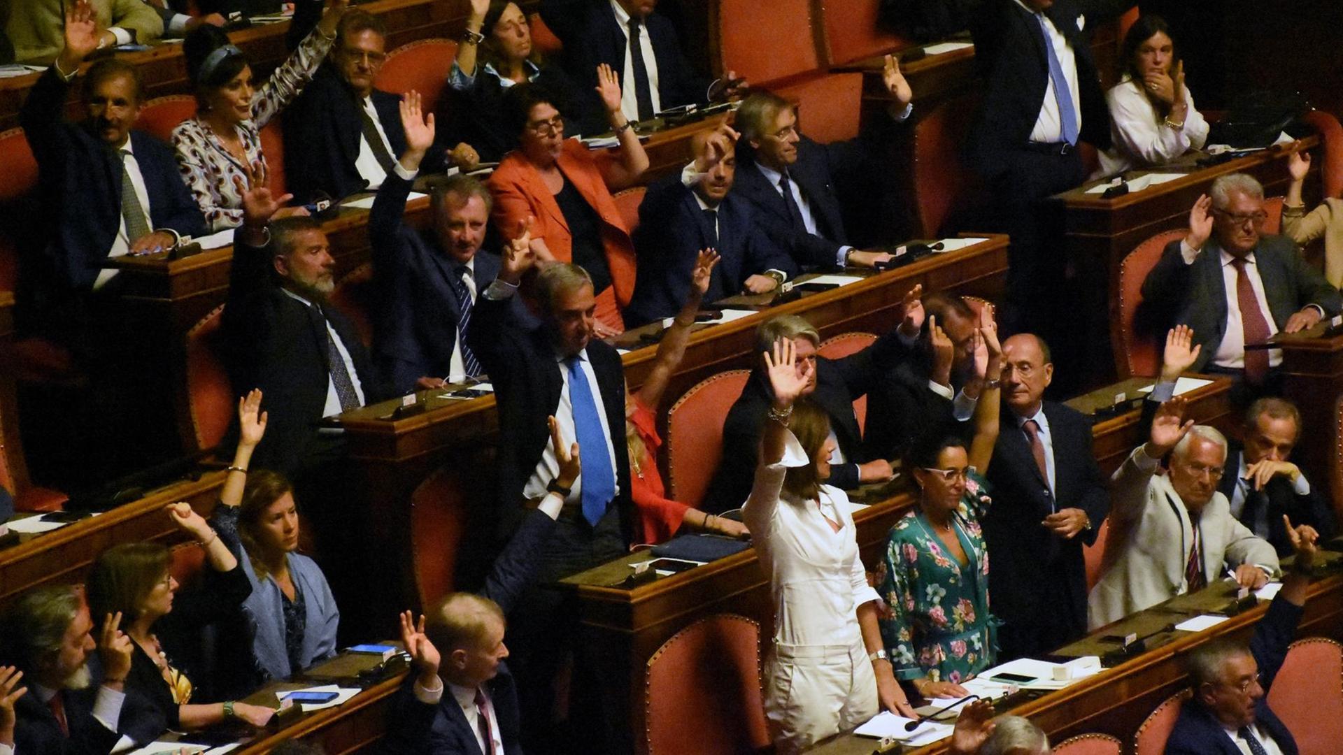 Italienische Regierungskrise: Debatte im Senat in Rom am 13.8.2019 Italienische Regierungskrise: Debatte im Senat in Rom am 13.8.2019
