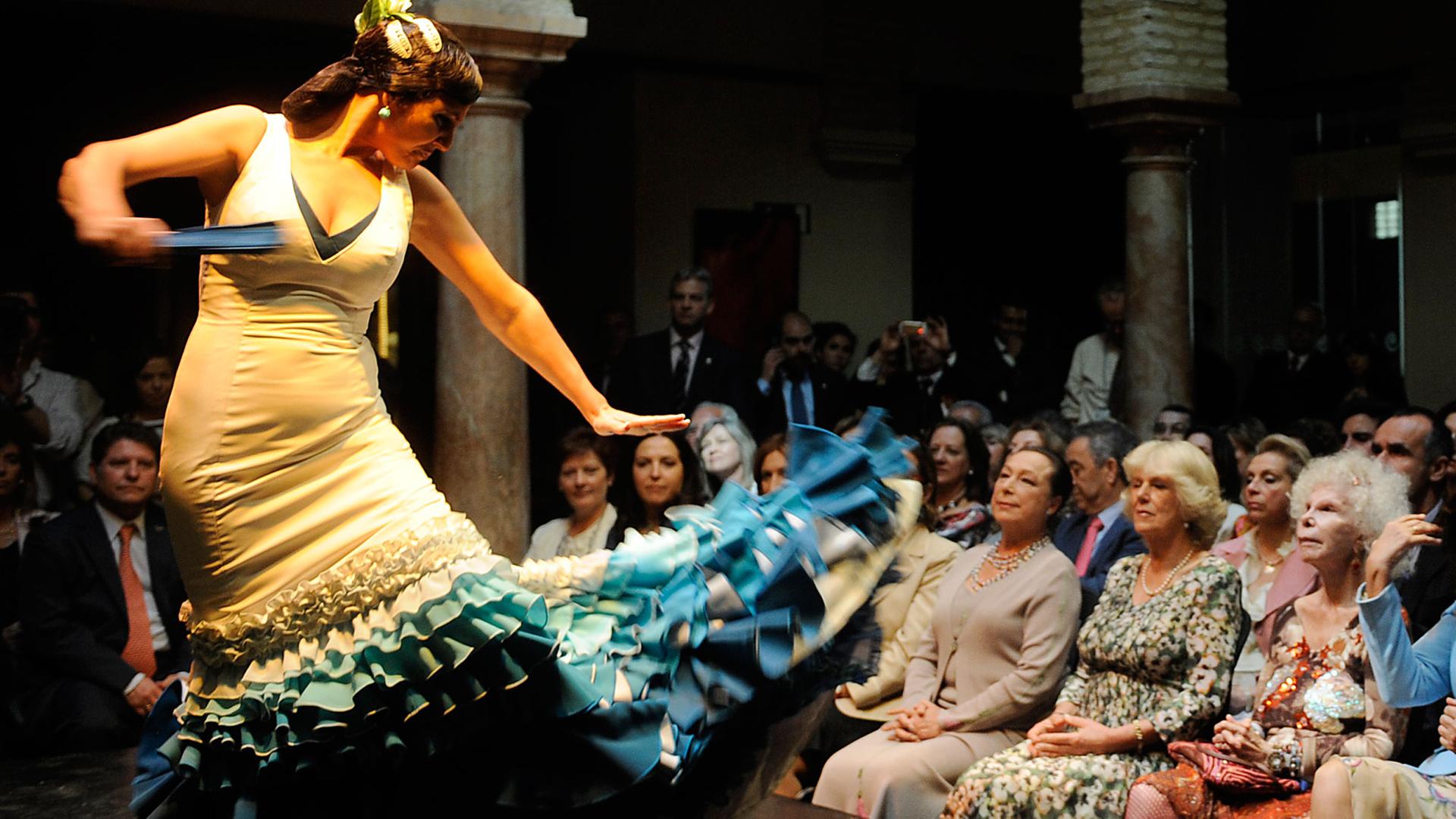 Camilla, wife of Britain's Prince Charles (2ndR) and the Duchess of Alba (R) watch the dancer Cristina Hoyos' (L) flamenco performance during the first official visit to Spain, on April 1, 2011, in Seville.Charles and Camilla -- officially the Prince of Wales and the Duchess of Cornwall - arrived in Madrid on Wednesday from Portugal as part of a three-nation tour that will also take them to Morocco. Camilla, wife of Britain's Prince Charles (2ndR) and the Duchess of Alba (R) watch the dancer Cristina Hoyos' (L) flamenco performance during the first official visit to Spain, on April 1, 2011, in Seville.Charles and Camilla -- officially the Prince of Wales and the Duchess of Cornwall - arrived in Madrid on Wednesday from Portugal as part of a three-nation tour that will also take them to Morocco.