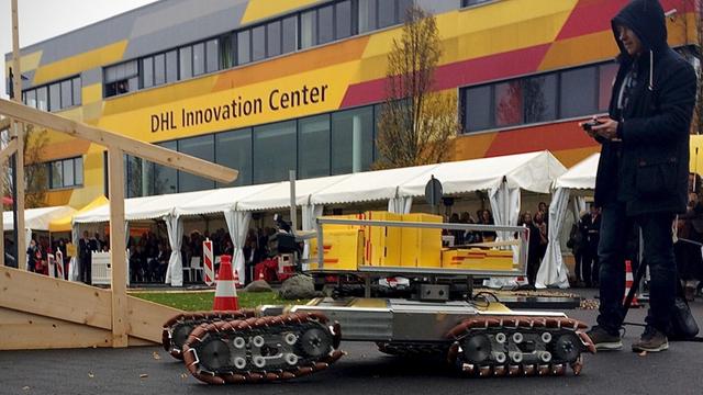 "Last Mile Assistant Robot" - kurz Lama - des Bremer Forschungsinstituts "Biba" scheiterte im Wettbewerb an der rutschigen Rampe
