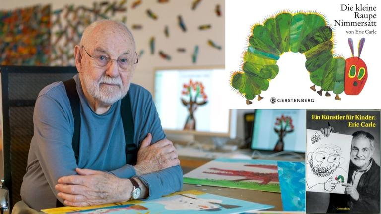 Der Künstler Eric Carle und 2 Buchcover Der Künstler Eric Carle und 2 Buchcover