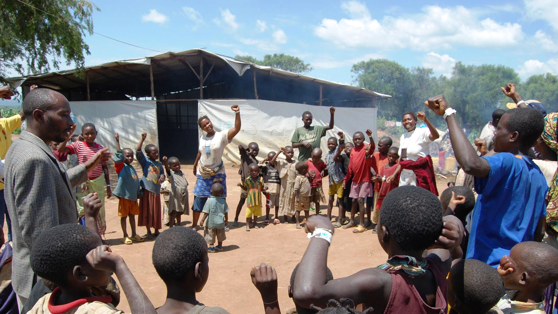 Ein Flüchtlingslager in Uganda. Ein Flüchtlingslager in Uganda.