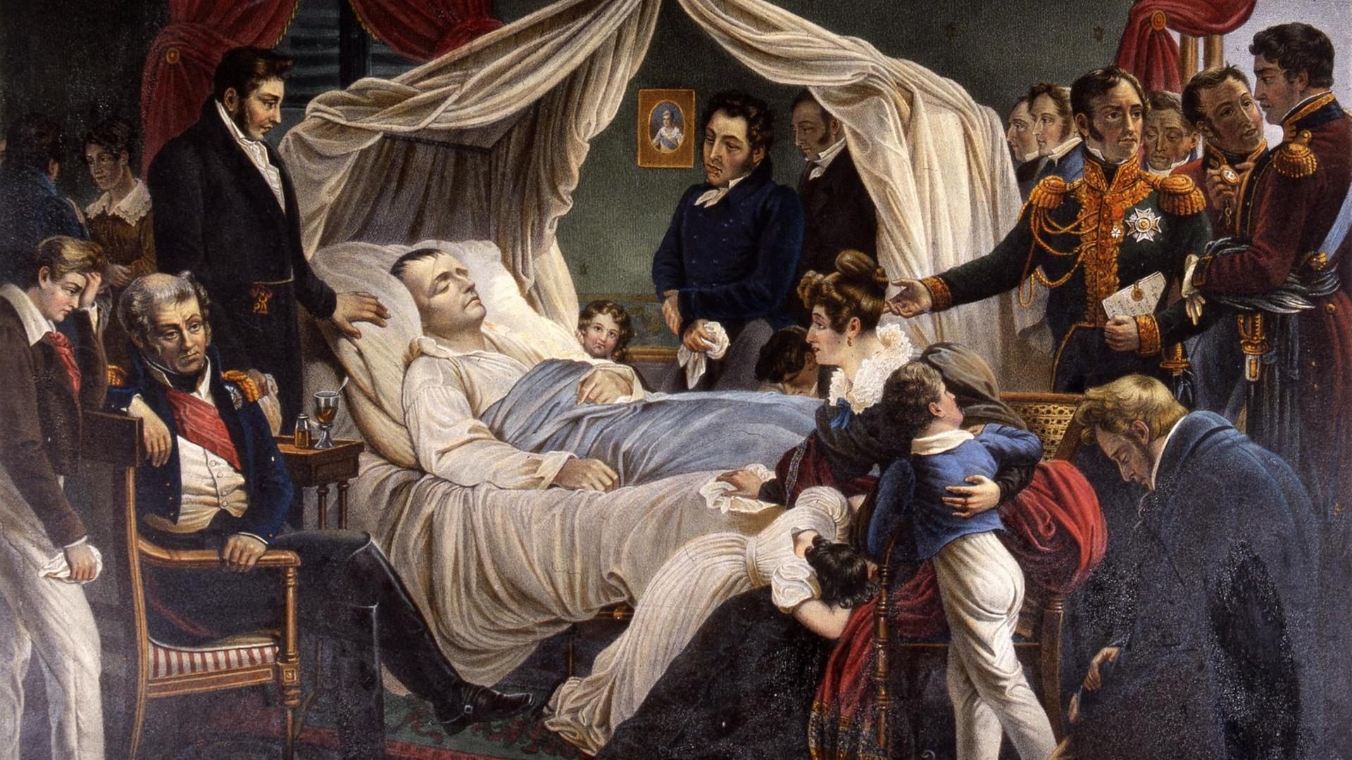 Der Tod Napoleons - Illustration nach dem Gemälde von Charles de Steuben aus dem Jahr 1821 Der Tod Napoleons - Illustration nach dem Gemälde von Charles de Steuben aus dem Jahr 1821