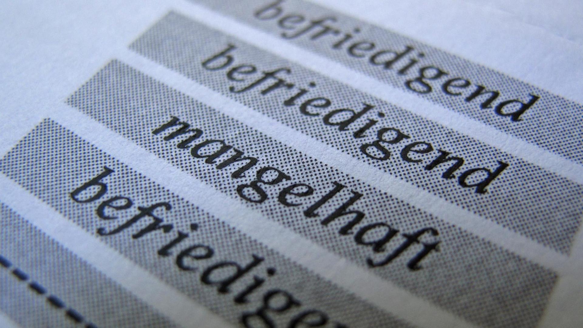 Noten auf einem Schulzeugnis. Noten auf einem Schulzeugnis.