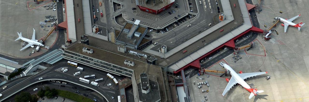 Eine Luftaufnahme des Flughafens in Berlin Tegel.