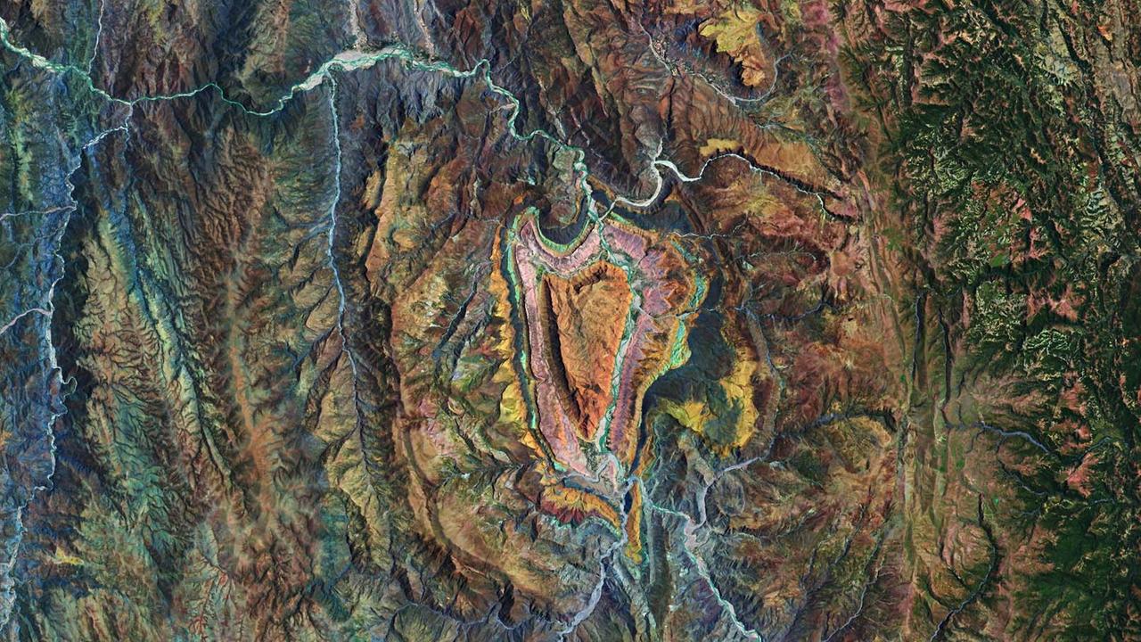 Das Herz in Bolivien, aufgenommen vom Satelliten Sentinel-2