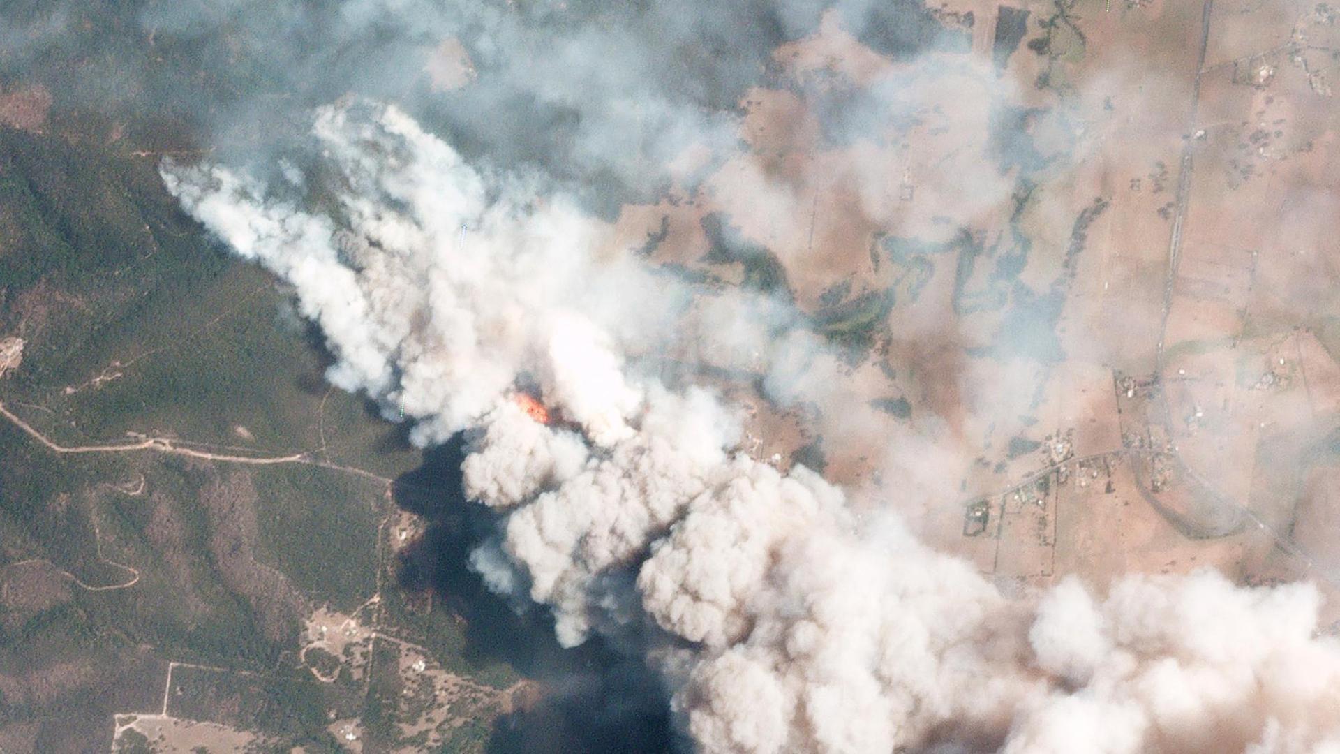 Ein Satellitenbild zeigt Rauchschwaden im australischen Bundesstaat New South Wales